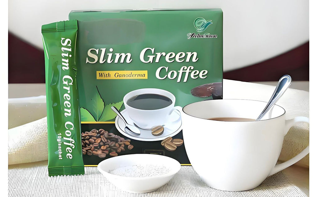 Slim Green Coffee avec Ganoderma — boîte et sachet